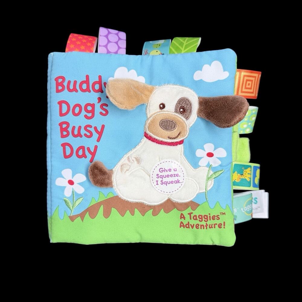 Mary Meyer Taggies Buddy Dogs Busy Day Activity Cloth Book Squeaker Baby Toy